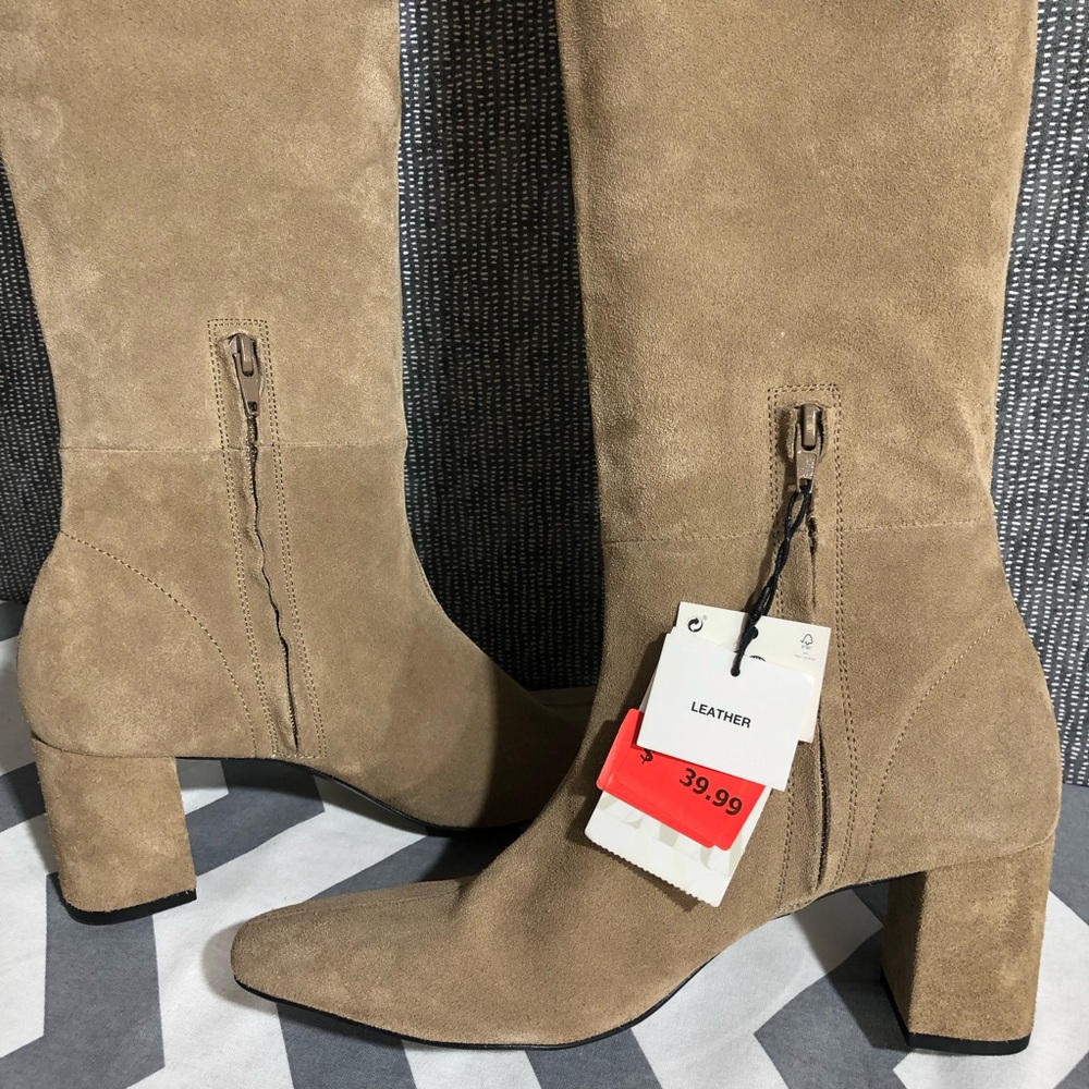 NWT ZARA Knee High Suede Boots - Picture 10 of 16